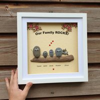 Personalisierte Kieselsteinkunst in Großem Weißen Rahmen, "Unsere Familie Rocks" Mit Haustier Hund Familien Geschenk Personalisierte Kieselsteinkunst in Großem Weißen Rahmen, "Unsere Familie Rocks" Mit Haustier Hund Familien Geschenk von CristinasQuirkyCraft