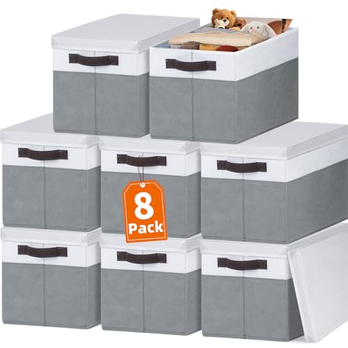 Extra große Aufbewahrungskörbe mit Deckel, 8 Stück, 33 QT Deckenkorb zum Organisieren, stapelbar, dekorativer Schrank-Organizer und Aufbewahrungsbox für Kleidung, Handtücher, Spielzeug, Behälter mit Extra große Aufbewahrungskörbe mit Deckel, 8 Stück, 33 QT Deckenkorb zum Organisieren, stapelbar, dekorativer Schrank-Organizer und Aufbewahrungsbox für Kleidung, Handtücher, Spielzeug, Behälter mit von Criusia