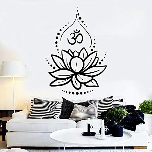 Crjzty Lotus Blume Yoga Hinduismus Hindu om Symbol Vinyl wandtattoo wohnkultur Wohnzimmer kunstwand entfernbare wandaufkleber 58 * 42 cm von Crjzty