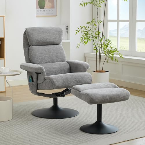 Crlnaup 023 Relaxsessel mit Liegefunktion und 5-Punkte-Massage, Fernsehsessel mit elektrischer Heizfunktion und Hocker, 360° drehbar, Chenille-Stoff Grau Crlnaup 023 Relaxsessel mit Liegefunktion und 5-Punkte-Massage, Fernsehsessel mit elektrischer Heizfunktion und Hocker, 360° drehbar, Chenille-Stoff Grau von Crlnaup