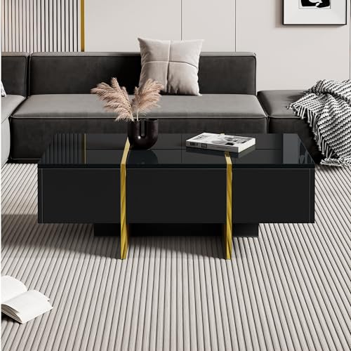 Crlnaup 100 * 50 * 35cm Hochglanz moderner Wohnzimmer Couchtisch, schwarzer Couchtisch mit 4 Schubladen, Aufbewahrungstisch für Wohnzimmer, Kleiner Beistelltisch für Wohnungen Crlnaup 100 * 50 * 35cm Hochglanz moderner Wohnzimmer Couchtisch, schwarzer Couchtisch mit 4 Schubladen, Aufbewahrungstisch für Wohnzimmer, Kleiner Beistelltisch für Wohnungen von Crlnaup