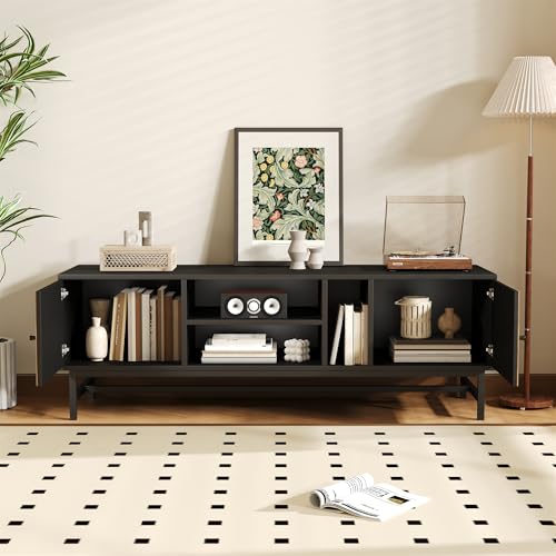 Crlnaup 150 cm TV-Schrank – Schwarz-Holz-Kontrastdesign mit vielseitigem Stauraum, inkl. Schränken, horizontalen und vertikalen Fächern, modernes und minimalistisches Design Crlnaup 150 cm TV-Schrank – Schwarz-Holz-Kontrastdesign mit vielseitigem Stauraum, inkl. Schränken, horizontalen und vertikalen Fächern, modernes und minimalistisches Design von Crlnaup