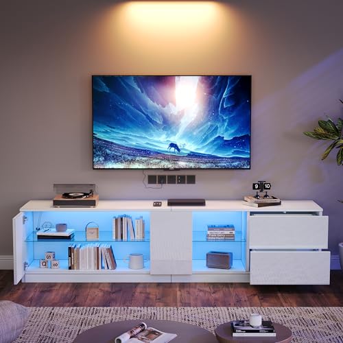 Crlnaup 160 x 40 x 52 cm TV-Ständer, Hochglanz-Kommode, Sideboards mit LED-Beleuchtung, Lowboards passend für 65" Fernseher, geeignet für Wohnzimmer und Schlafzimmer Crlnaup 160 x 40 x 52 cm TV-Ständer, Hochglanz-Kommode, Sideboards mit LED-Beleuchtung, Lowboards passend für 65" Fernseher, geeignet für Wohnzimmer und Schlafzimmer von Crlnaup