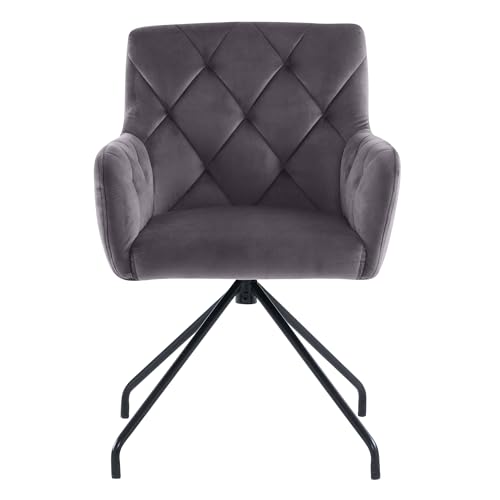 Crlnaup 2er Set Esszimmerstühle mit Rautenmuster,Gepolsterter Sessel mit 4 Metallbeinen,Moderner Lounge-Stuhl,Wohnzimmerstuhl für Shlafzimmer,Lendenwirbelstütze,Samt,grau von Crlnaup