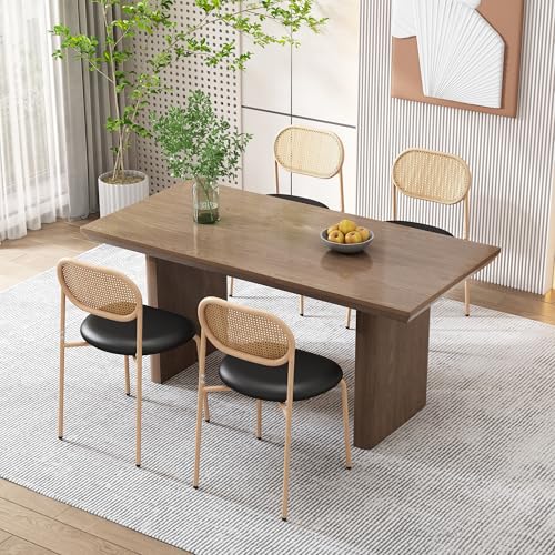 Crlnaup 4er Set Esszimmerstuhl, moderner, einfacher Freizeitstuhl mit Vier Stützbeinen aus Metall, Rattan-Freizeitstuhl, Wohnzimmer- und Schlafzimmerstuhl, (Schwarz+Braun) von Crlnaup