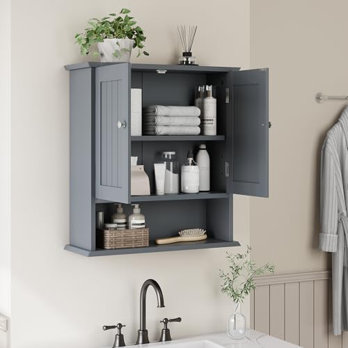 Crlnaup Badezimmerschrank, Badezimmerschrank Wandregal mit 2-Türen und offenen Regalen, Toilettenwandregal, Badezimmermedikamentschrank Crlnaup Badezimmerschrank, Badezimmerschrank Wandregal mit 2-Türen und offenen Regalen, Toilettenwandregal, Badezimmermedikamentschrank von Crlnaup