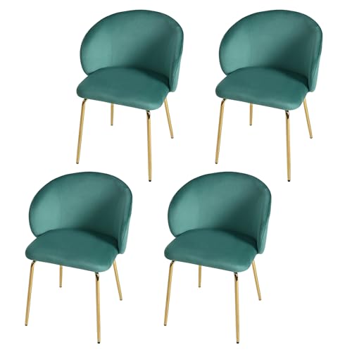 Crlnaup Esszimmerstühle 4er Set Eleganter Mit Samtbezug, Bequeme Stühle Esszimmer 4er Set Mit Armlehne Und Goldenen Metallbeinen, Stilvolle Wohnzimmer Stühle Für Modernes Esszimmer Und Küche, Grün von Crlnaup