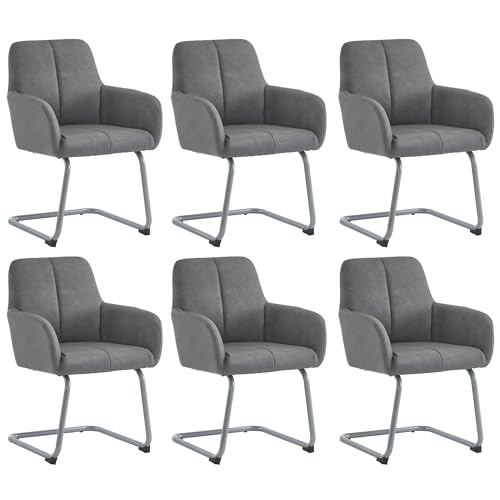 Crlnaup Esszimmerstuhl, 6er Set, Sessel, moderner, minimalistischer Freizeitstuhl, Wohnzimmer-Schlafzimmerstuhl mit gewölbten Stahlfüßen, grau Crlnaup Esszimmerstuhl, 6er Set, Sessel, moderner, minimalistischer Freizeitstuhl, Wohnzimmer-Schlafzimmerstuhl mit gewölbten Stahlfüßen, grau von Crlnaup