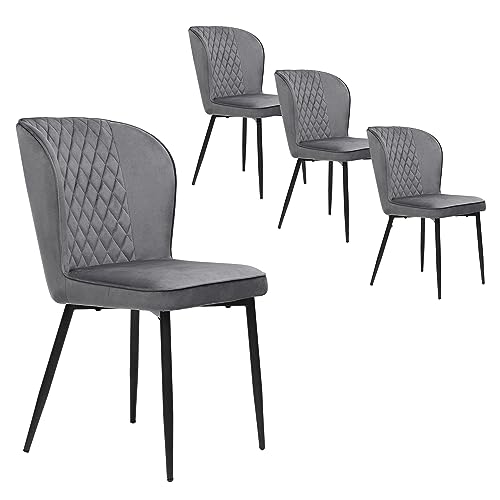 Crlnaup Esszimmerstuhl (4 St), Dunkelgrau,Polsterstuhl Design Stuhl mit Rückenlehne,Sitzfläche aus Samt Gestell aus Metall von Crlnaup