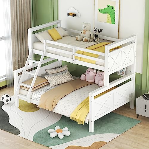 Crlnaup Etagenbett mit Leiter und Sicherheitsgeländer, umbaubar in 2 getrennte Betten, Holzbett für Kinder, Jugendliche und Erwachsene, 90(140) x200cm, weiß von Crlnaup