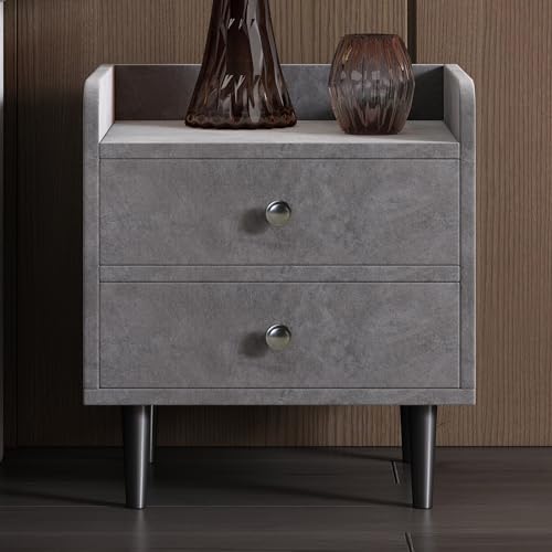Crlnaup Gepolsterter Nachttisch mit 2 Schubladen, mit Schallwand, Mit Metallgriff, Stauraum im Wohnzimmer und Schlafzimmer, MDF, Samt, Grau Crlnaup Gepolsterter Nachttisch mit 2 Schubladen, mit Schallwand, Mit Metallgriff, Stauraum im Wohnzimmer und Schlafzimmer, MDF, Samt, Grau von Crlnaup