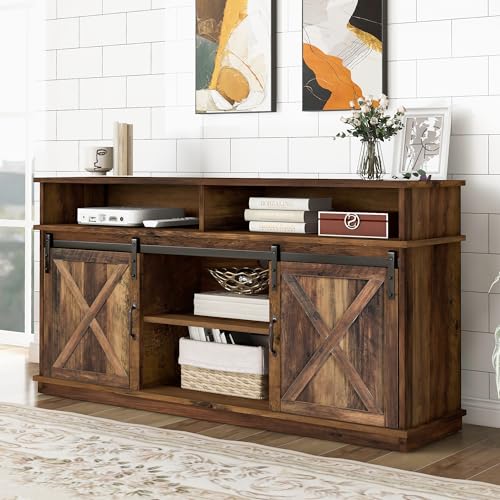 Crlnaup Großer TV-Schrank, Sideboard, Unterhaltungscenter mit 2 klassischen Schiebetüren, verstellbaren Regalen für Wohnzimmer, Esszimmer, Farm-Design 148 * 40 * 78 cm Crlnaup Großer TV-Schrank, Sideboard, Unterhaltungscenter mit 2 klassischen Schiebetüren, verstellbaren Regalen für Wohnzimmer, Esszimmer, Farm-Design 148 * 40 * 78 cm von Crlnaup