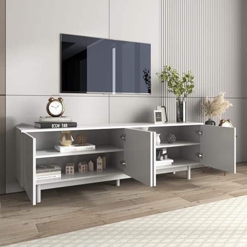 Crlnaup Leichte Lowboard-TV-Möbel im Luxusstil, strukturierte Türen, verstellbare Trennwände von Crlnaup