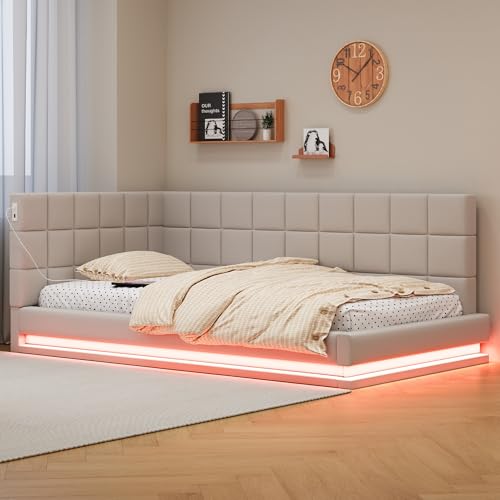 Crlnaup Polsterbett Schlafsofa 90 * 200 Multifunktionsbettmit LED Lichtleiste, USB Steckdose und Lattenrost, hautsympathischer Samtstoff beige Crlnaup Polsterbett Schlafsofa 90 * 200 Multifunktionsbettmit LED Lichtleiste, USB Steckdose und Lattenrost, hautsympathischer Samtstoff beige von Crlnaup