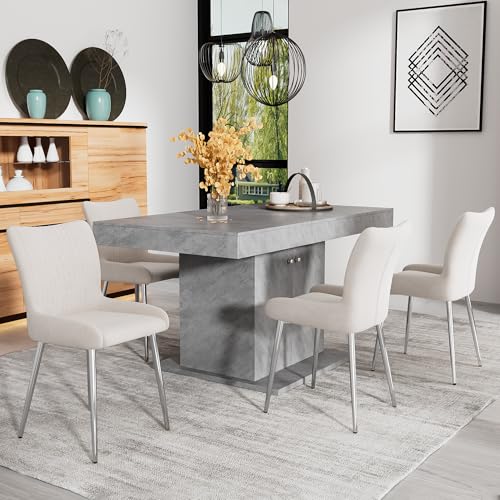 Crlnaup Samt-Esszimmerstuhl, 2er-Set, luxuriös, Wohnzimmer, Schlafzimmer, Lounge-Stuhl mit Vier Silberne Metallstützbeinen, Lendenwirbelstütze,Beige von Crlnaup