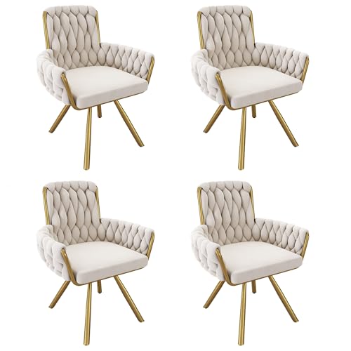 Crlnaup Samt-Esszimmerstuhl, 4er Set, Sessel, einzelner luxuriöser Wohn- und Schlafzimmer-Drehstuhl, Freizeit-Drehstuhl mit Vier Stützbeinen aus Metall, beige Crlnaup Samt-Esszimmerstuhl, 4er Set, Sessel, einzelner luxuriöser Wohn- und Schlafzimmer-Drehstuhl, Freizeit-Drehstuhl mit Vier Stützbeinen aus Metall, beige von Crlnaup