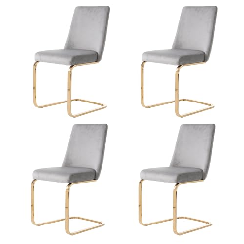 Crlnaup Samt-Esszimmerstuhl, 4er-Set, luxuriös, Wohnzimmer, Schlafzimmer, Lounge-Sessel, Diamant-Rücken-Design, mit goldfarbenen Metall-Stützbeinen, Grau Crlnaup Samt-Esszimmerstuhl, 4er-Set, luxuriös, Wohnzimmer, Schlafzimmer, Lounge-Sessel, Diamant-Rücken-Design, mit goldfarbenen Metall-Stützbeinen, Grau von Crlnaup