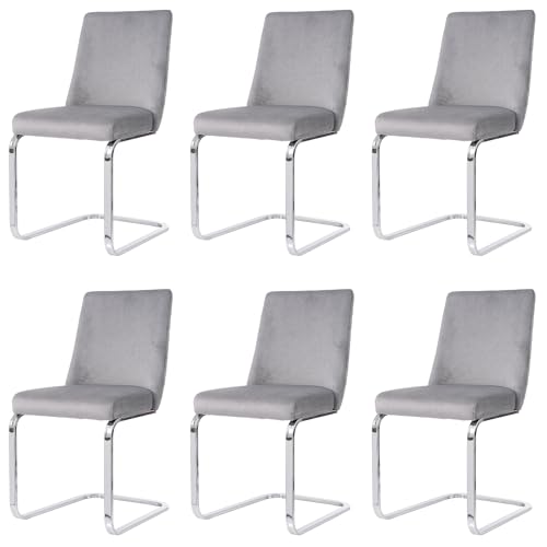 Crlnaup Samt-Esszimmerstuhl, 6er-Set, luxuriös, Wohnzimmer, Schlafzimmer, Lounge-Sessel, Diamant-Rücken-Design, mit silbernen Metall-Stützbeinen, Grau Crlnaup Samt-Esszimmerstuhl, 6er-Set, luxuriös, Wohnzimmer, Schlafzimmer, Lounge-Sessel, Diamant-Rücken-Design, mit silbernen Metall-Stützbeinen, Grau von Crlnaup