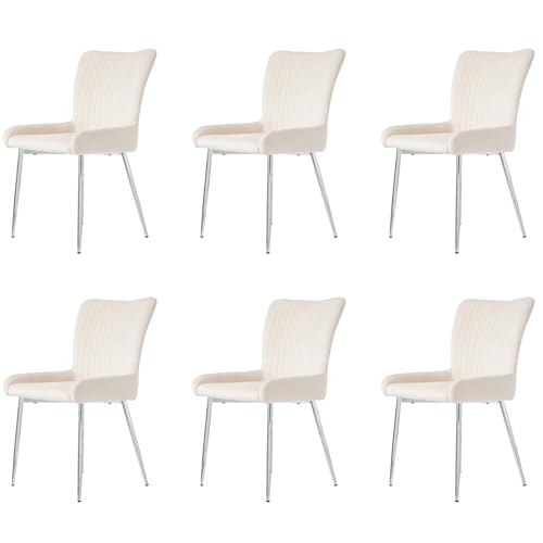 Crlnaup Samt-Esszimmerstuhl, 6er-Set, luxuriös, Wohnzimmer, Schlafzimmer, Lounge-Stuhl mit Vier Silberne Metallstützbeinen, Lendenwirbelstütze,Beige Crlnaup Samt-Esszimmerstuhl, 6er-Set, luxuriös, Wohnzimmer, Schlafzimmer, Lounge-Stuhl mit Vier Silberne Metallstützbeinen, Lendenwirbelstütze,Beige von Crlnaup