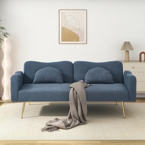 Crlnaup [Schlaffunktion] Zweisitzer-Sofabett - Modernes Zweisitzersofa mit Verstellbarer Rückenlehne + vergoldeten Metallfüßen, integrierter Bettfunktion. Multifunktionales 2-in-1-Möbelstück. von Crlnaup
