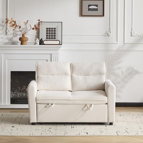 Crlnaup [Schlafsofa mit Schlaffunktion] Modernes 2-Sitzer Sofa/Faltbares Schlafsofa mit Ausziehfunktion/Verstellbare Rückenlehne/Inklusive großer Rückenkissen/Platzsparend für kleine Wohnzimmer von Crlnaup