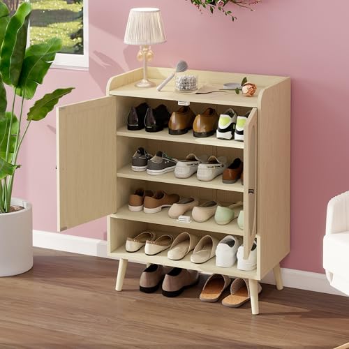Crlnaup Schuhschrank mit Doppeltüren in Naturholzoptik, Rattangeflecht-Design – mit Ablagefläche und offener Zwischenablage – ideal für Flur, Eingangsbereich oder Korridor.Maße:68 * 35 * 90cm Crlnaup Schuhschrank mit Doppeltüren in Naturholzoptik, Rattangeflecht-Design – mit Ablagefläche und offener Zwischenablage – ideal für Flur, Eingangsbereich oder Korridor.Maße:68 * 35 * 90cm von Crlnaup