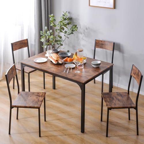 Crlnaup Sitzgruppe, Esszimmergruppe Esstisch mit 4 Stühlen, für Balkon & Esszimmer & Wohnzimmer, Vintagebraun Crlnaup Sitzgruppe, Esszimmergruppe Esstisch mit 4 Stühlen, für Balkon & Esszimmer & Wohnzimmer, Vintagebraun von Crlnaup