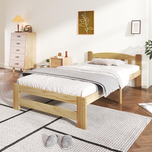 Crlnaup Solide Massivholzbett Futonbett, Einzelbett, Massivholz Natur Bett mit Kopfteil und Lattenroste, Jugendbett, Erwachsenenbett, Natur, 90x200 cm Crlnaup Solide Massivholzbett Futonbett, Einzelbett, Massivholz Natur Bett mit Kopfteil und Lattenroste, Jugendbett, Erwachsenenbett, Natur, 90x200 cm von Crlnaup