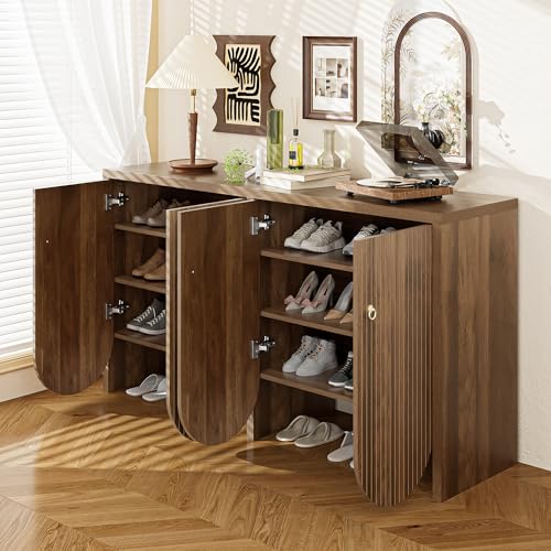Elegantes Sideboard in Walnussoptik – 147×40×80 cm mit 4 Türen, verstellbaren Einlegeböden & Alugriffen – Vielseitiger Aufbewahrungsschrank für Wohnzimmer, Esszimmer & Flur Elegantes Sideboard in Walnussoptik – 147×40×80 cm mit 4 Türen, verstellbaren Einlegeböden & Alugriffen – Vielseitiger Aufbewahrungsschrank für Wohnzimmer, Esszimmer & Flur von Crlnaup