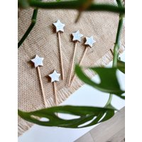 5 Stück Tiny Star Stake Set, Pflanzenstecker, Charcuterie Dekor, Kuchen Topper, Keramik Sterne, Geschenk Für Pflanzenliebhaber, Mini Gesprenkelte von CroakandBloom