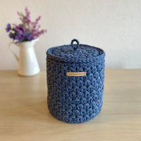 Häkelkorb Mit Deckel | Ø 15 cm, Höhe 17 cm, Utensilo, Aufbewahrungskorb Häkelkorb Mit Deckel | Ø 15 cm, Höhe 17 cm, Utensilo, Aufbewahrungskorb von CrochetLeeDesign