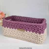Häkelkorb in Rechteckiger Form Mit Henkeln, Aufbewahrungskorb Für Badezimmer, Dekokorb, Utensilo Wickeltisch Häkelkorb in Rechteckiger Form Mit Henkeln, Aufbewahrungskorb Für Badezimmer, Dekokorb, Utensilo Wickeltisch von CrochetLeeDesign