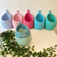 Hängekorb Gehäkelt, Aufbewahrungskorb Hängend, Utensilo, Dekorativer von CrochetLeeDesign