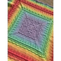 Wunderschöne Regenbogen Babydecke Handarbeit Baumwolle Häkel Überwurf Teppich 80cm Quadratisch Leicht von CrochetmadeAustralia