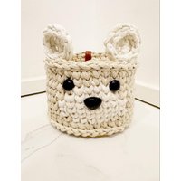 Handgehäkelter Bärenkorb Mit Holzboden - Perfektes Newborn Geschenk | Liebevolle Aufbewahrung Für Das Babyzimmer Handgehäkelter Bärenkorb Mit Holzboden - Perfektes Newborn Geschenk | Liebevolle Aufbewahrung Für Das Babyzimmer von FiyaBags