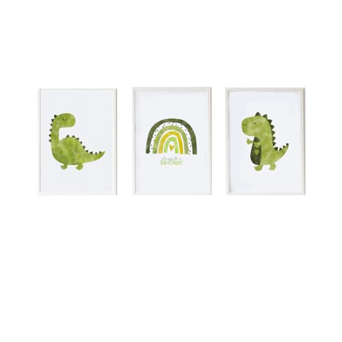 Crochetts Set mit 3 Bildern, 33 x 43 x 2 cm, Regenbogen, Dinosaurier, 3 Stück von Crochetts
