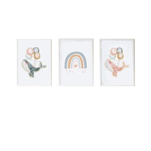 Crochetts Set mit 3 Bildern, 33 x 43 x 2 cm, Regenbogen, Wal, 3 Stück von Crochetts