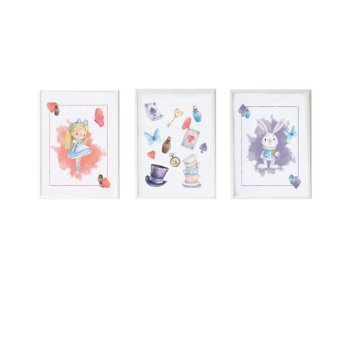 Crochetts Set mit 3 Bildern, Alice, 33 x 43 x 2 cm, Hasenherzen, Mädchen, Elefant, 3-teilig von Crochetts