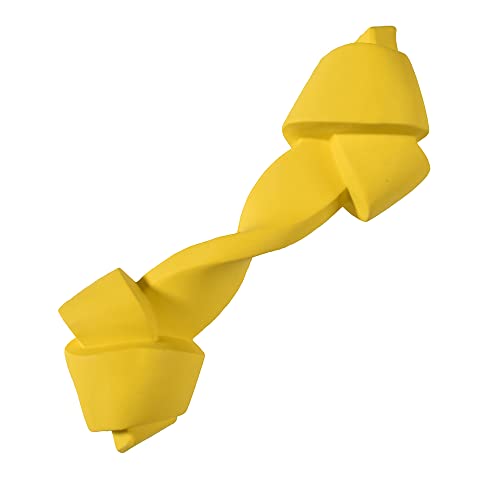 Croci Bobby Rope M Hundespielzeug aus Gummi, langlebiges Hundespielzeug aus Seil für die Zahnhygiene, waschbar, gelb, 18 x 6 x 4,7 cm von Croci