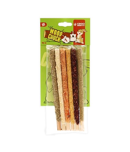 Croci Woodchuck Gemüsegrissini Snack Nagerfutter 100% natürlich Buchenholz Snack für Kaninchen, Hamster, Chinchilla und Ndia-Schweinchen, 6 Stck/75 g von Croci