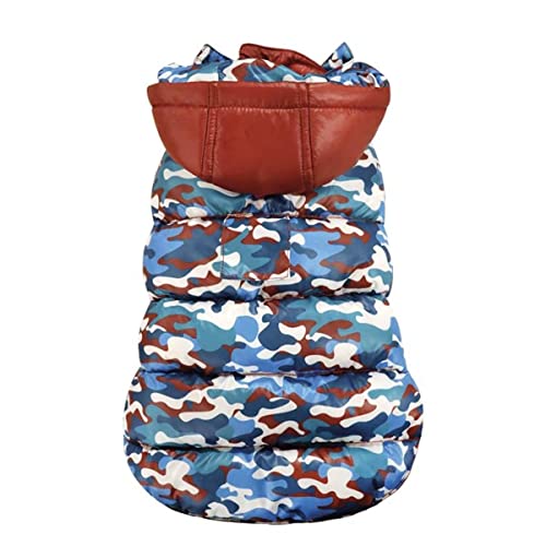 Croci wasserdichte Jacke für Hunde mit Polar Camouflage-Kapuze, Rückengröße 35 cm, gepolstert und doppelseitig, verstellbar mit Gummizug und Loch für Leine und Geschirr, Camouflage und rote Farbe von Croci