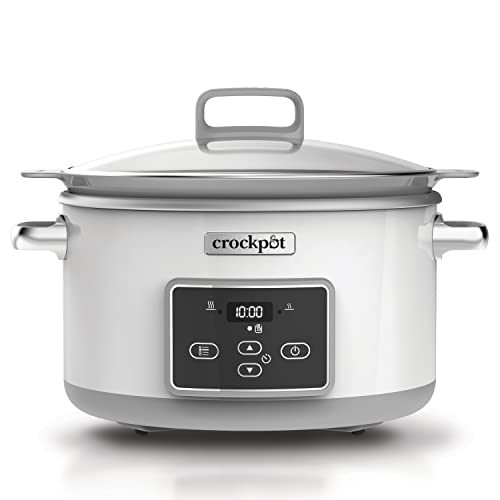 Crock-Pot Digital-Schongarer Saute Slow Cooker mit DuraCeramic | einstellbare Garzeit | 5 Liter (5 Personen) | Weiß [CSC026X] von Crock-Pot