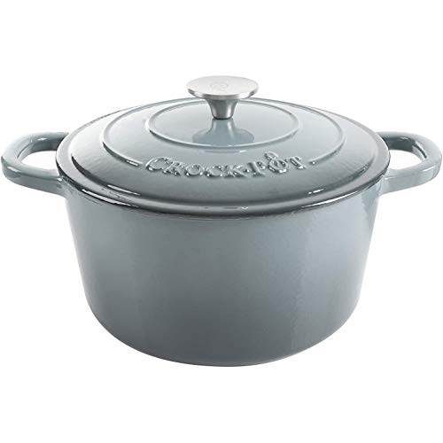 Crock Pot Artisan Schmortopf, emailliertes Gusseisen, rund, 5 Quart, Schiefergrau von Crock-Pot