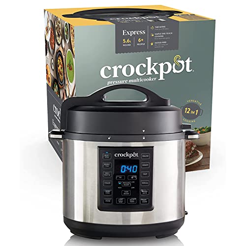 Crockpot Express Kocher | programmierbarer 12-in-1-Multikocher mit Schongarer sowie Dämpf- und Sauté-Funktion | 5,6 Liter (6–7 Personen) | Edelstahl [CSC051X] von Crock-Pot