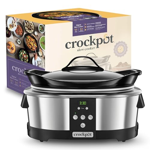 Crockpot, elektronischer Schongarer | 5,7 l (5–6 Personen) | programmierbar mit digitalem 20-Stunden-Timer | Edelstahl [SCCPBPP605], Silber von Crock-Pot