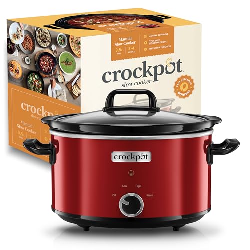 Crock-Pot Schongarer Slow Cooker | 2 Temperatureinstellungen + Warmhaltefunktion | 3,5 Liter (3-4 Personen) | Rot [SCV400RD] von Crock-Pot