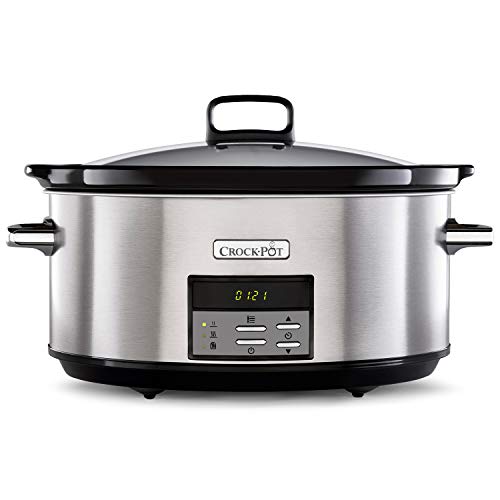 Crock-Pot Digital-Schongarer Slow Cooker | einstellbare Garzeit | 7,5 Liter (10+ Personen) | rostfreier Stahl [CSC063X] von Crock-Pot