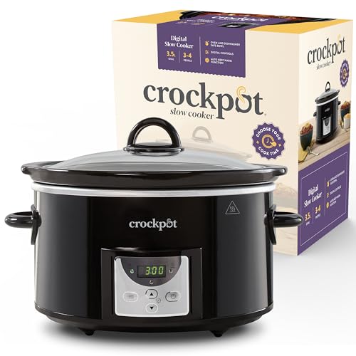 Crockpot Digitaler Schongarer | 3,5 L (3 bis 4 Personen) | Programmierbarer Countdown-Timer | EU-Stecker mit 2 Stiften | Schwarz [CSC113X] von Crock-Pot