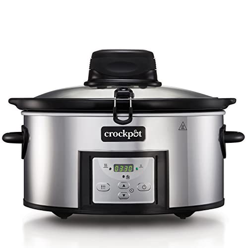 Crockpot Schongarer mit automatischer Rührfunktion | mit programmierbaren Bedienelementen | 5,7 l (für 5–6 Personen) | mit automatischem Mixer | Edelstahl [CSC012X] von Crock-Pot