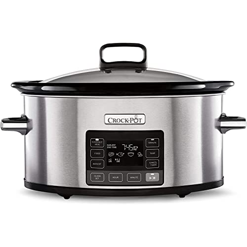 Crockpot TimeSelect Digitaler Slow Cooker | programmierbares digitales Display | 5,6 L (7+ Personen) | Warmhaltefunktion | energieeffizient | Edelstahl [CSC066] von Crock-Pot